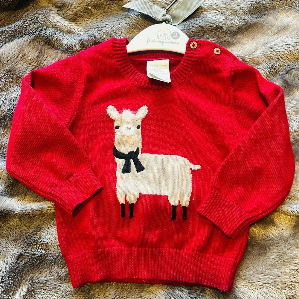 First Impressions Bold Red Sweater and Shirt Set